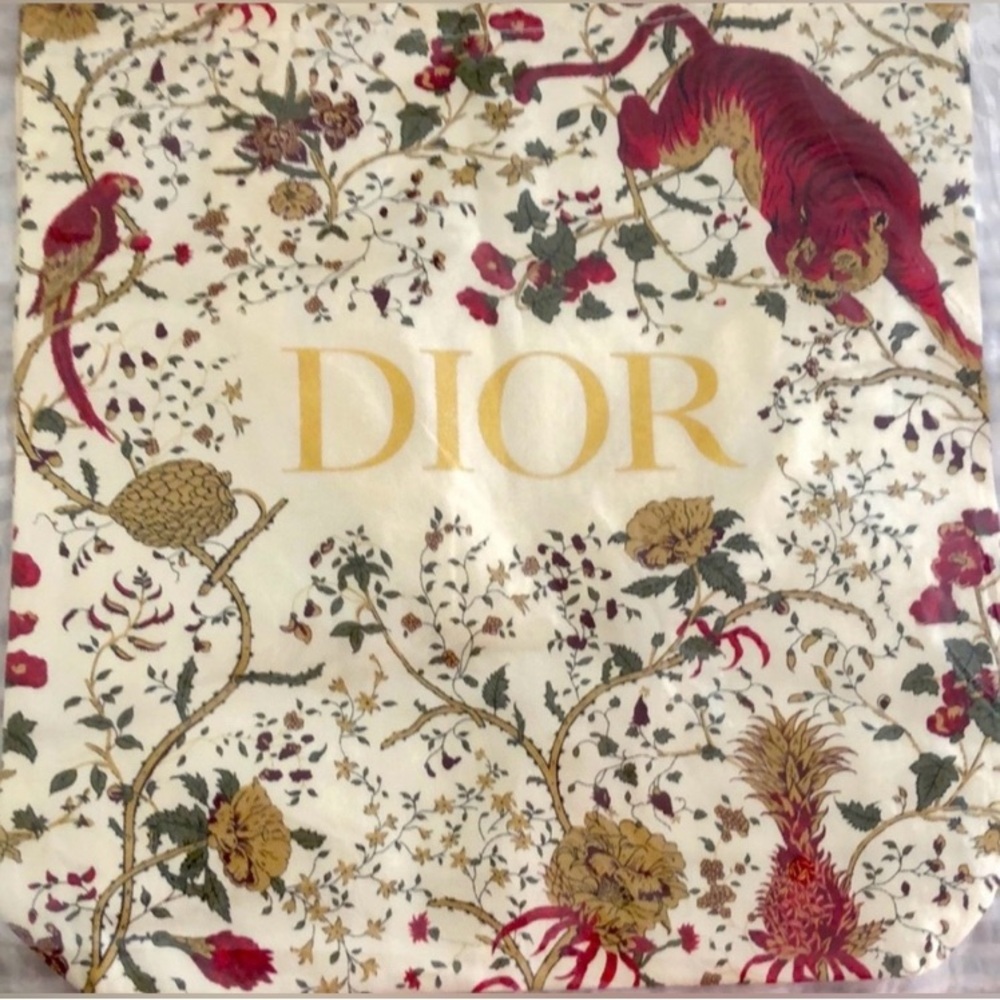 DIOR Tiger Mono Botanical Canvas Collectible Tote Bag W Gold Mono Accents - Picture 4 of 5
